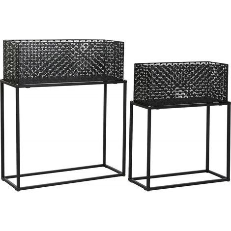 Cache-pot design noir en métal pour intérieur chic - Noir élégant et contemporain (1/3)