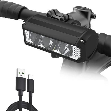 Esta luz para bicicleta recargable por USB cuenta con un foco LED superbrillante con cuatro modos: luz alta y baja, para correr, para pescar y para acampar. (1/3)