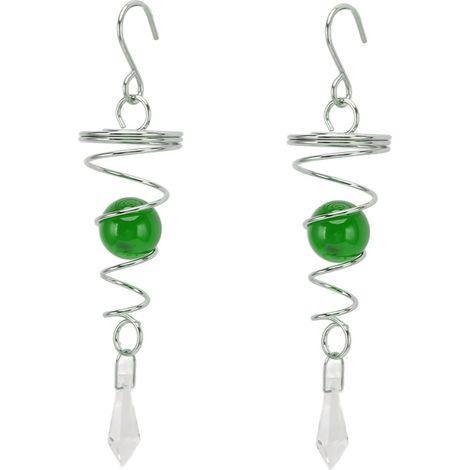 Set di 2 campanelli a vento rotanti in acciaio inox – resistenti alle alte temperature – verdi – da giardino, realizzati a mano