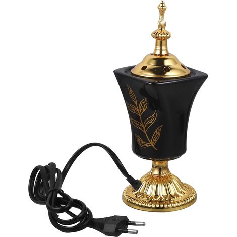 Brûleur de Parfum Électrique Noir Crée Une Atmosphère Paisible en Céramique Portable et Décor Rétro pour Chambre et Salle à Manger (1/5)