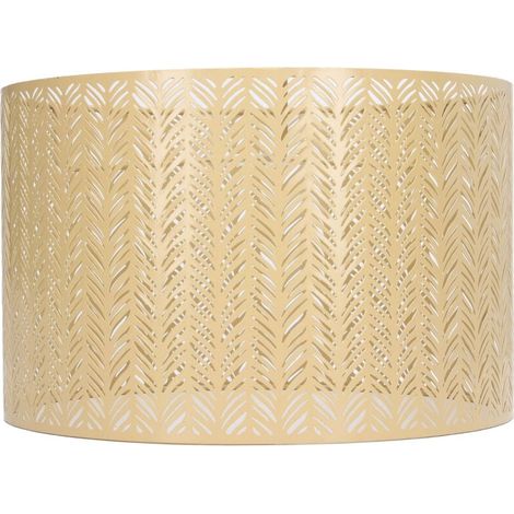 Eosnow Abat-jour tambour Clip en forme de feuille sapin couvercle d'abat-jour décoratif ajouré E27 E14 métal or (1/4)