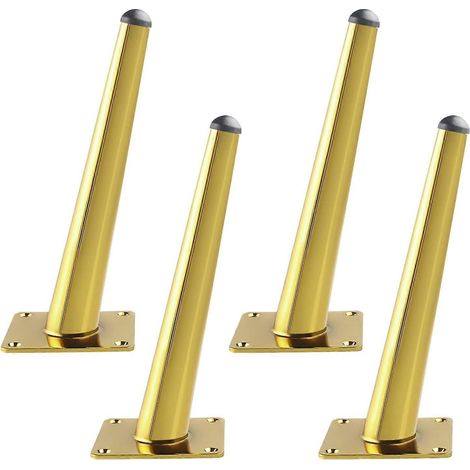 Verstellbare Möbelfüße aus goldfarbenem Metall, 30 cm (12 Zoll), schräge Füße im Mid-Century-Stil, Ersatzfüße für Schreibtisch, Bett, Schrank, Stuhl, Sofa, Hocker, Kommode – 20 cm (8 Zoll) – Gold