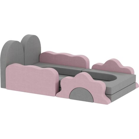 12 blocs de mousse grimper construire ramper tapis jeu intérieur revêtement velours côtelé gris rose