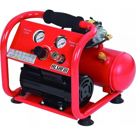 Compresseur silencieux 8 bars sans huile – Débit d’air 180L/min – Enclenchement automatique à 2,5 bars – Compact et léger – Alsafix (1/2)