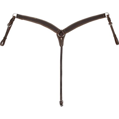 Marrone - Pettorale americano in cuoio decorazione basket con cuciture a contrasto (1/4)