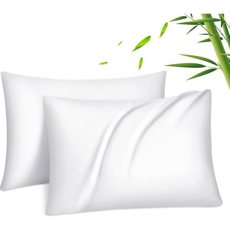 Taie Oreiller 100% Bambou Lyocell Soyeux 50x70 Blanche (1/5)