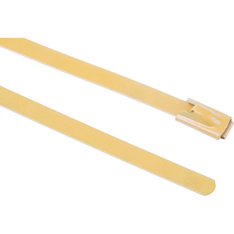 Serre-câble RS PRO Jaune en Acier inoxydable revêtu de polyester, 200mm x 4,6 mm ( Prix pour Sachet de 100 )