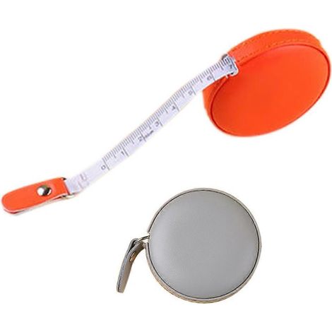 Lot de 2 mètres ruban souples rétractables pour le corps, ruban de couture à double échelle, idéal pour la confection de vêtements, le tricot et les travaux manuels - Orange + Gris sidéral (1/5)