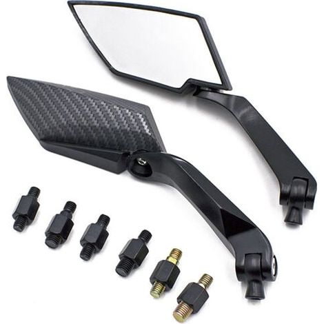 Motorrad-Rückspiegel, Universal-Aluminium-Motorrad-Rückspiegel (schwarz), 2 Stück (1 Paar) (1/4)