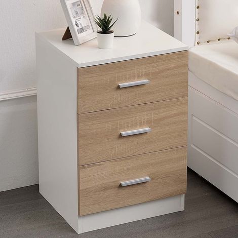 Comodino Mobiletto Cassettiera 3 Cassetti Design Moderno in legno MDF Bianco (1/5)
