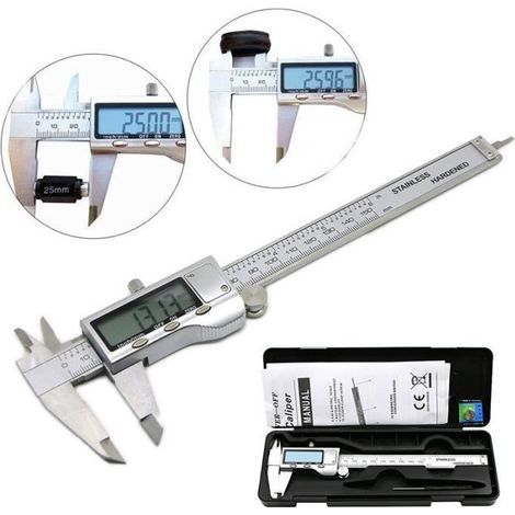 Calibro digitale POPSPO 0-150mm in acciaio inox - Conversione metrica e pulsante azzeramento (1/4)