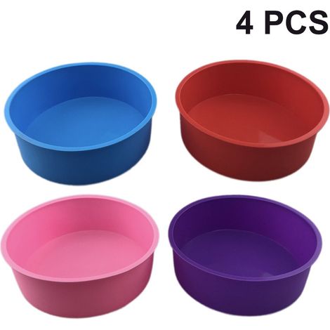 Moule À Gâteau Rond En Silicone - 10 cm Et 15 cm - Antiadhésif - Pour Four Micro-Ondes Congélateur - Lot De 4 (1/5)