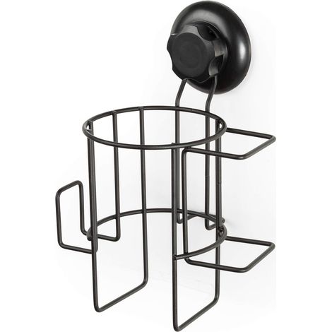 Compactor - Porte-sèche-Cheveux Black, Installation Ultra-Facile sans Outils, Antirouille et Étanche - 17x13x23 cm (1/5)