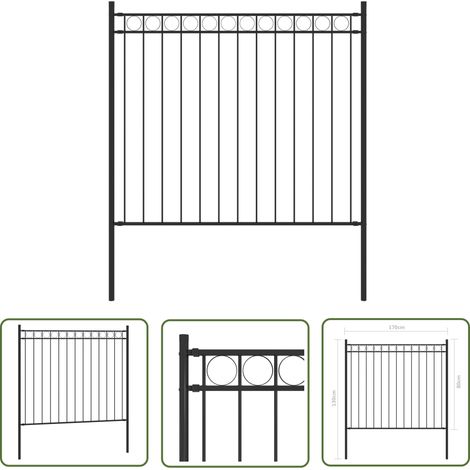 The Living Store Gartenzaun Stahl 1,7x0,8 m Schwarz - Gartenzaun - Stahlezaunt - Metallzaun - Zaunfeld - Gartenabtrennung (1/4)
