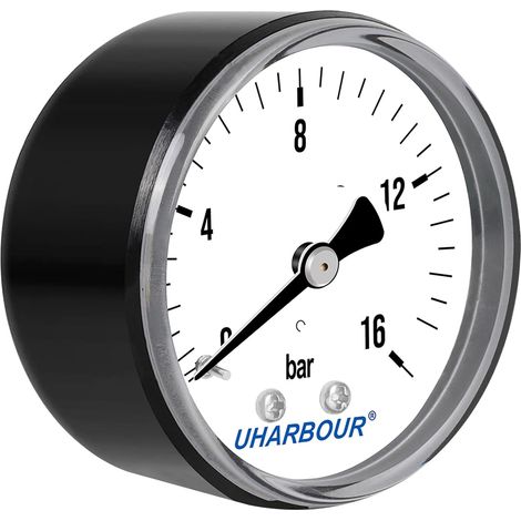 0-16 Bar, 1/4" Compressed Air Pressure Gauge with Rear Bracket and Brass Fitting 1/4 BSP (1/5)