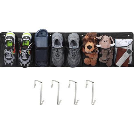 Hängender Schuhaufbewahrungsbeutel aus Vliesstoff, 8 Fächer (schwarz, 1 Stück) (1/5)