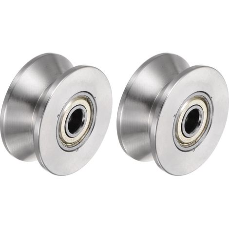 2Pièces Roue à Gorge en V, 1,89" en Acier Inoxydable 201, avec Double Roulement à Billes pour Rail Inversé, Machines Industrielles, Portail Coulissant (1/5)