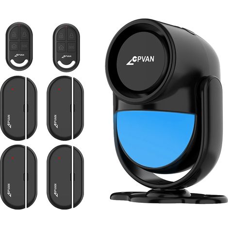 Sistema de alarma inteligente, alarma de 120 dB, sensores de movimiento y de puerta, kit C negro (1/2)