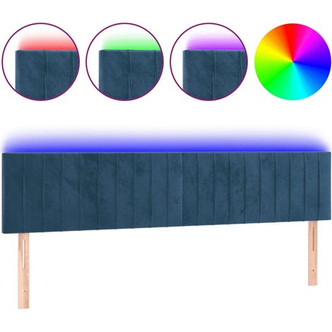 Tête de lit,Panneau décoratif à LED Bleu foncé 180x5x78/88 cm Velours CFW1277601 (1/5)
