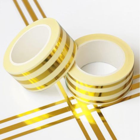 2 Ruban Adhésif Décoratif pour Carrelage 2.5cm, PVC Imperméable Autocollante Joints Bande D'étanchéité,pour Plafond, Murs,Sols,Home Déco (Or) (1/5)