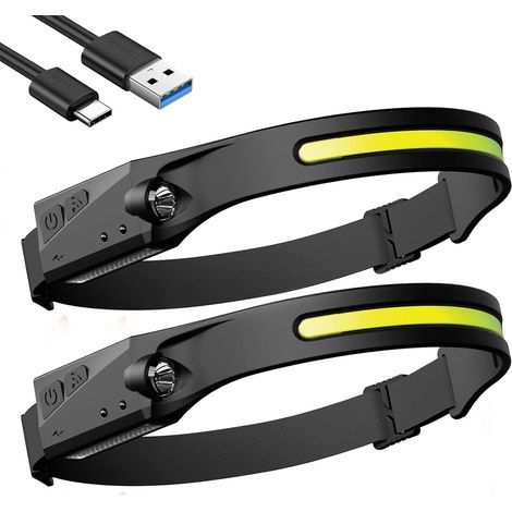 Rwoythk – Wiederaufladbare LED-Stirnlampe mit 600 Lumen – 100 Meter Leuchtweite – 230° Abstrahlwinkel – 5 Modi – Wasserdicht nach IPX4 für Wandern und Camping (1/5)