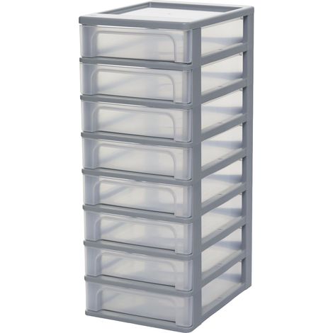 Tour de rangement, 8 Tiroirs Compacts, Gris, OCH-2080 (1/5)