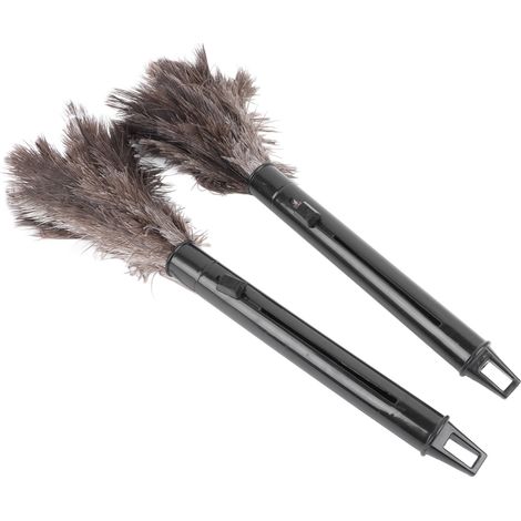 Lot de 2 plumeaux rétractables en plumes d'autruche avec long manche pour le nettoyage de la maison (1/5)