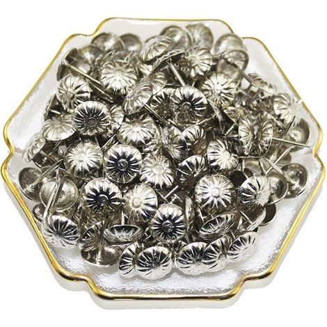 11 x 16mm meubles clous tapisserie d'ameublement punaises chrysanthème motif rétro Bronze fer ongles broches pour canapé liège décoration fixe 100 pièces (1/5)