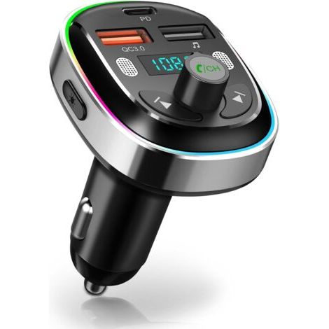 Transmetteur FM Bluetooth 5.3, Adaptateur Bluetooth Voiture Adaptateur Radio Type-C PD 30W & QC 3.0 Chargeur Rapide de Voiture Appel Mains Libres Lecteur MP3 Support U Disk (1/5)
