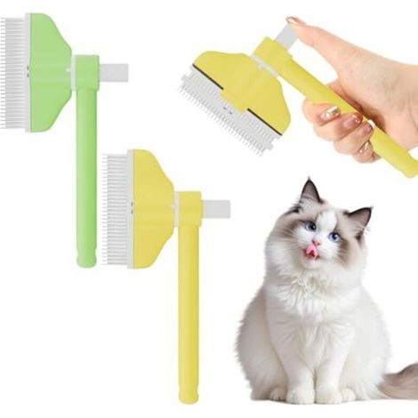 Pettine antipulci autopulente con un solo clic – Confezione da 2 per capelli corti e lunghi, in acciaio inossidabile, design ergonomico