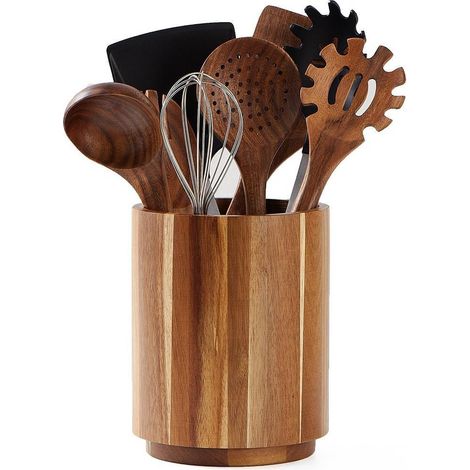 Étagère à couverts - Organisateur de cuisine - Porte-ustensiles - Rangement pour spatules - Boîte de rangement pour couverts - Rotation à 360° - Pour plan de travail - Décoration de cuisine - Bois - C (1/5)