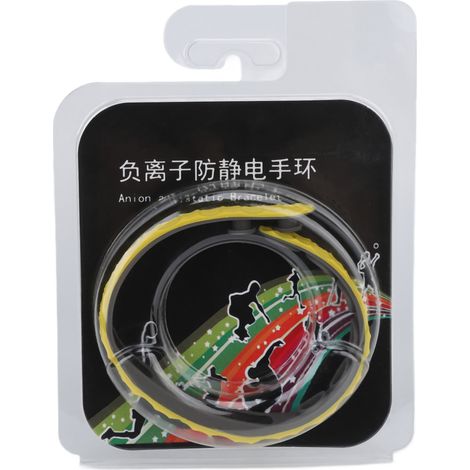 Bracelet antistatique pour le corps humain, bracelet sans fil à ions négatifs pour l'élimination de l'électricité statique, bracelet antistatique en silicone, jaune (1/5)