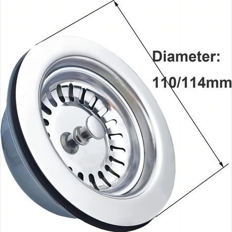 Spülbeckenablauf ohne Überlauf, Edelstahlkorb ø 114 mm, 1½ Zoll, Edelstahl + ABS, Ablauf + Korb (1/2)
