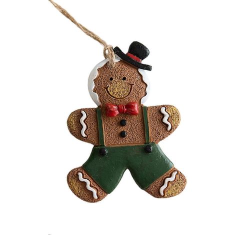 Ornement de Noël en résine représentant un bonhomme en pain d'épice, adorable avec cordon de suspension, décoration pour sapin de Noël, Qinghai (1/5)