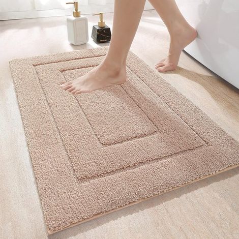 Tappetino antiscivolo per bagno - morbido e assorbente - 1 pezzo - beige - 50 x 80 cm (1/5)
