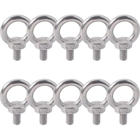 Anneau De Levage 304 Acier Inoxydable Filetage Mâle Boulon À Oeil M6X11 Boulon Vis Machines Épaule Levage de Poids Marin Boulons 10 PCS,4.22.61cm (1/5)