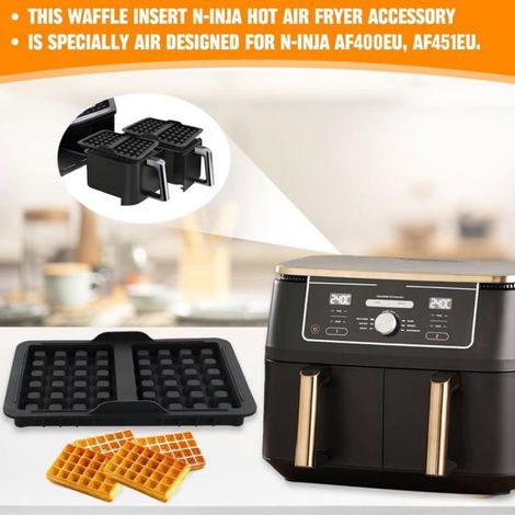 Moule À Gaufres - Silicone Alimentaire - Pour Air Fryer - Compatible Ninja AF400EU AF451EU - 21 5 X 14 5 X 3 Cm - Lot De 2 (1/5)
