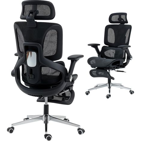 HOMCOM Ergonomic Office Chair, Mesh Desk Chair with Lumbar Support, Footrest (1/5)