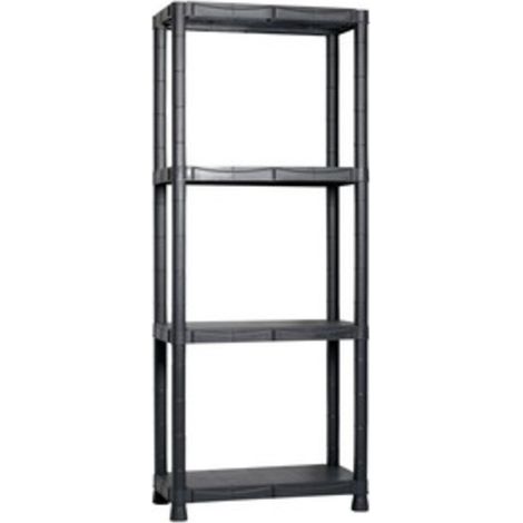 Kit scaffale nero in resina 4 ripiani scaffalatura antiurto per interni/esterni (1/5)