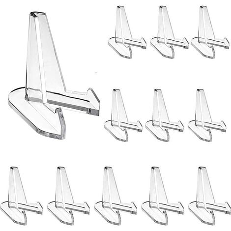 Mini présentoirs en acrylique, lot de 12, chevalets transparents pour pièces de monnaie, pour vitrines et maisons. (1/5)