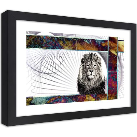 Quadro con cornice, Leone maestoso - 90x60 (1/5)
