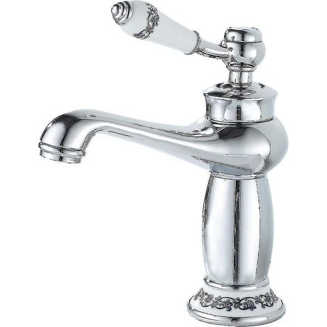 Grifo mezclador para lavabo de baño, grifo monomando cromado, para lavabo o fregadero de baño, mezclador termostático ajustable de agua fría/caliente - hy (1/5)