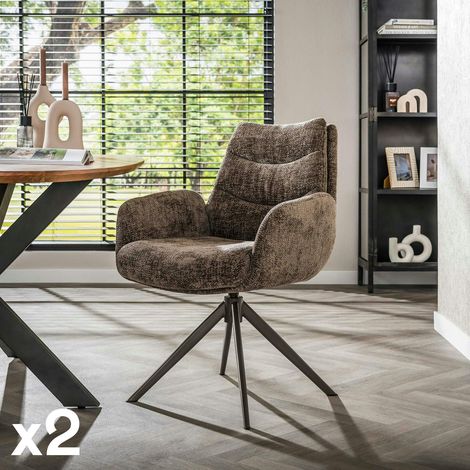 Fauteuil de table pivotant en tissu chenille taupe (x2) TAJ (1/5)