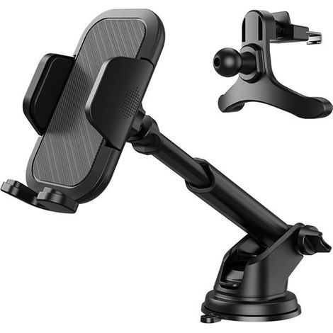 Autotelefonhalterung, universelle Autotelefonhalterung mit Klemme und Saugnapf, 360-Grad-Drehung, Ein-Knopf-Bedienung (1/5)