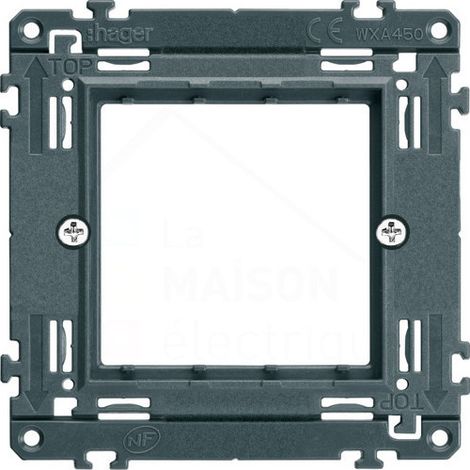 Support à griffes Gallery pour 2 modules - Gris foncé RAL 7011 - WXA450G - Hager