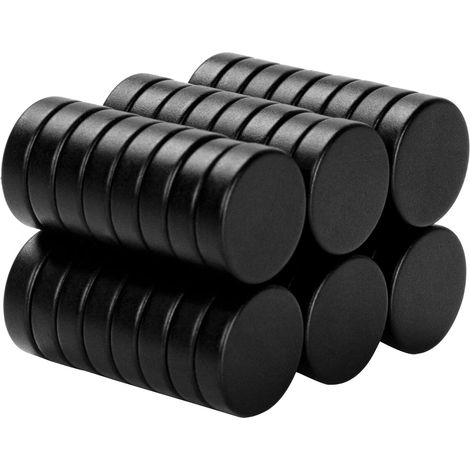 45 Kühlschrankmagnete, kleine runde Magnete, hochwertige und vielseitige Neodym-Büromagnete, geeignet für Kühlschränke, Küchen, Büros und Schulen (schwarz)