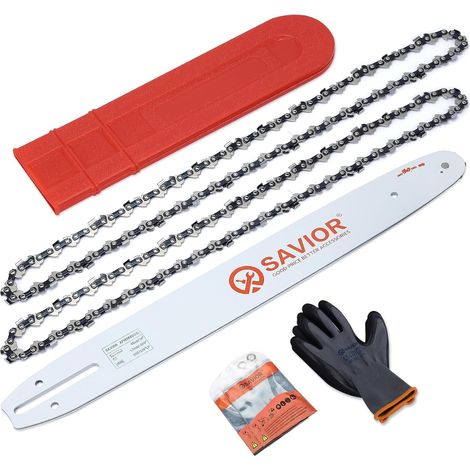 2 Chainsaw Chains with Guide Guard and Guide 40 cm 3/8" LP 56 Links 1.3mm - Compatible with others (1/5)