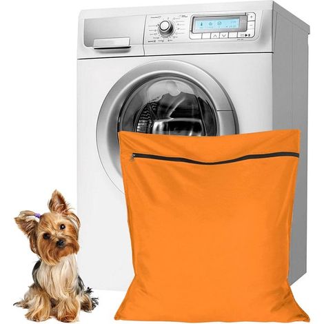 Großer, orangefarbener Wäschebeutel aus Twill-Polyester (70 x 80 cm) – ideal für Tierhaare (1/5)
