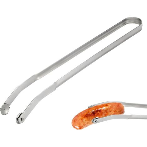1 pcs, à gril longue 38 cm, retourneur à saucisses, pince de cuisine en acier inoxydable, pince à gril, pince à gril, pince à gril, accessoires de gril (1/5)