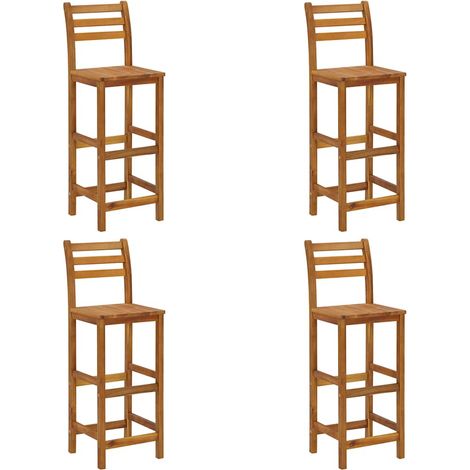 Lot de 4 Chaises de bar Tabourets de bar - Tabouret Haut Bois d'acacia solide BV689466 - BonneVie (1/5)